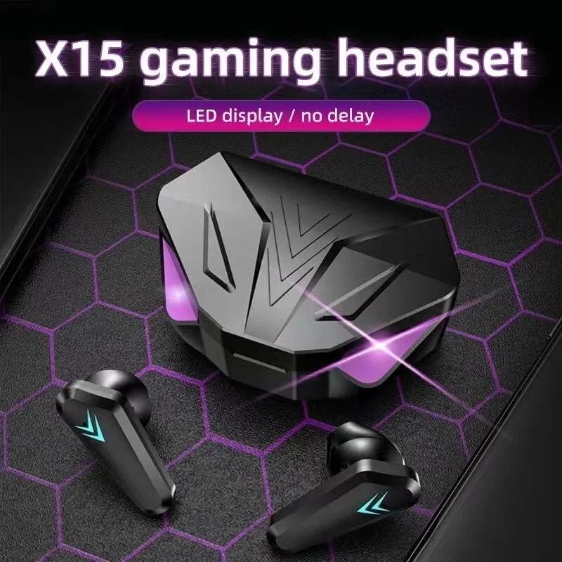 Wireless Bluetooth Gaming Earbuds with LED Display and Noise Cancelling Mic X15