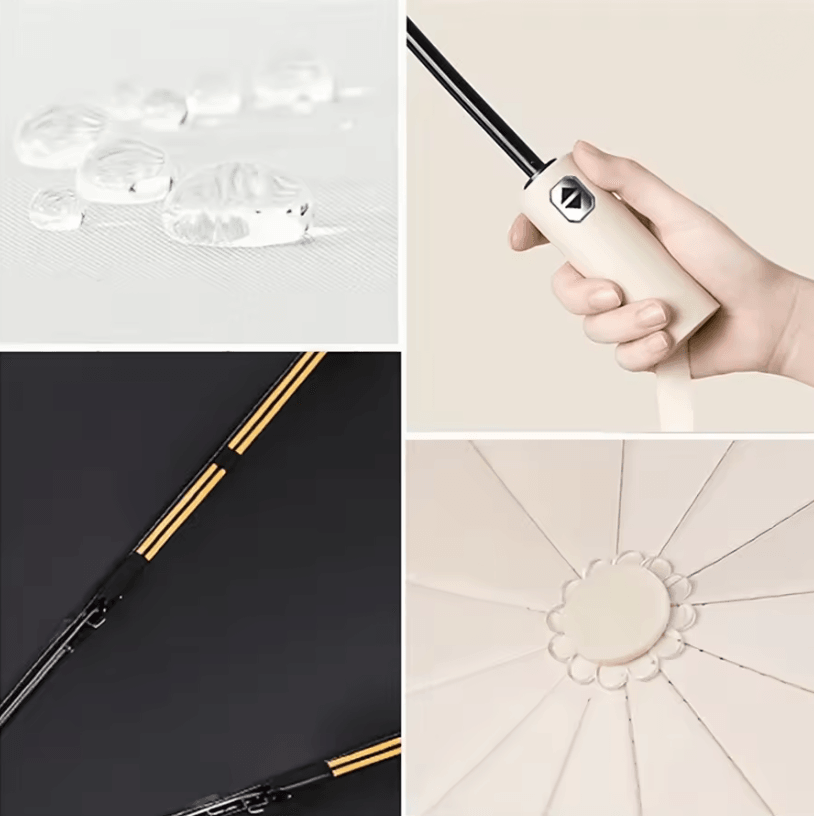 Automatic Windproof Folding Umbrella with UV Protection and Durable Frame