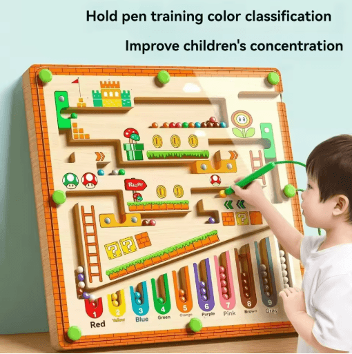 Childrens Magnetic Maze Puzzle Toy Walking Ball Concentration Logic Training Board