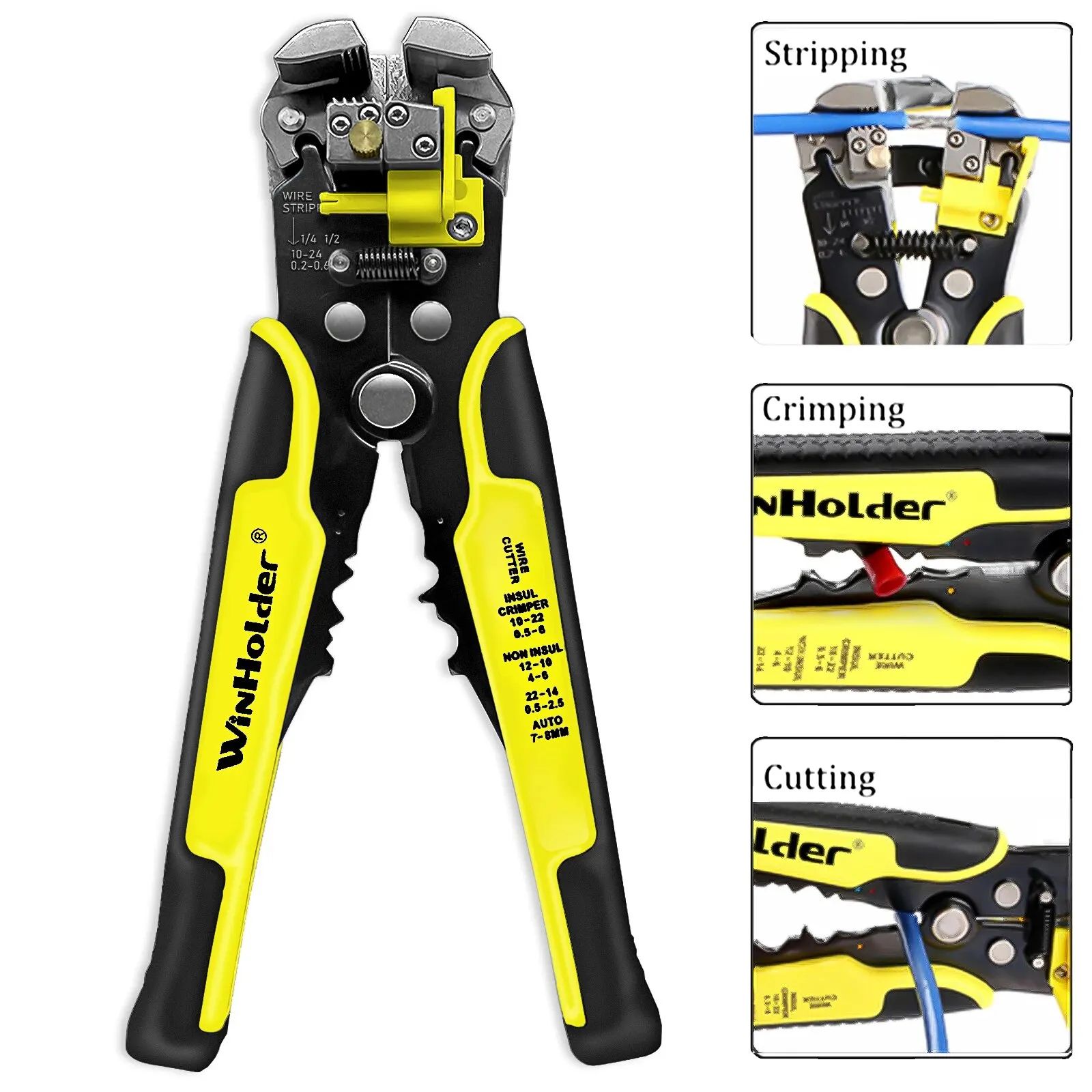 Automatic Wire Stripper Cutter Crimper - Professional Electrician Cable Tool, 10–24 AWG Multifunction Pliers
