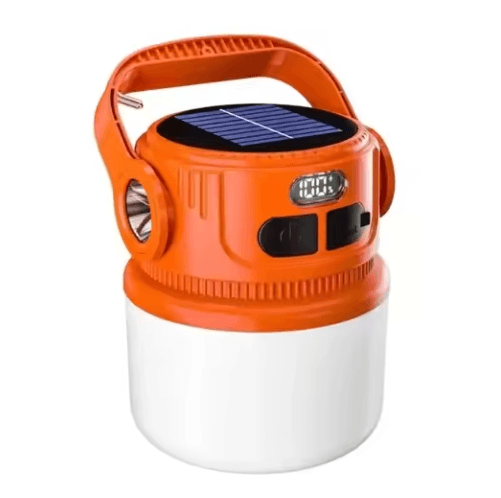 Portable LED Camping Lantern with Solar Rechargeable Power & Waterproof Design