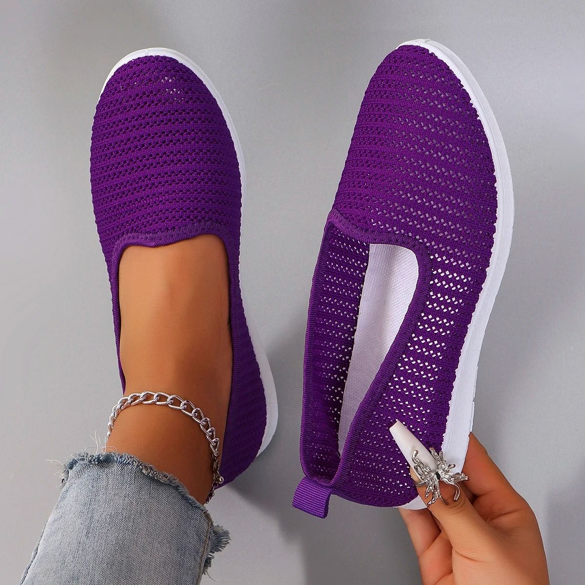 Women Summer Breathable Mesh Flat Sneakers Lightweight Casual Shoes