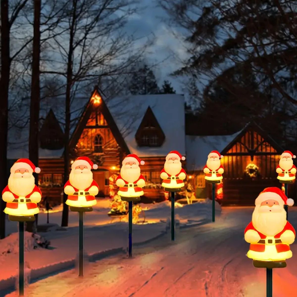 5pcs Solar Santa Claus Christmas Pathway Stake Lights