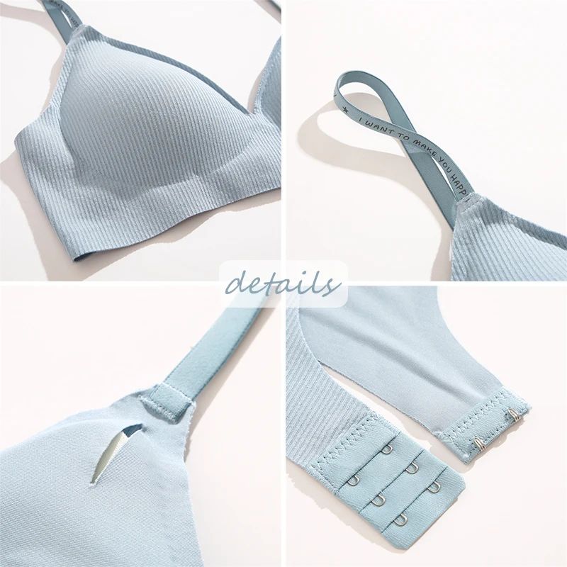 FINETOO Deep V Wireless Padded Bralette – Trendy Knit Seamless Everyday Bra S-XL