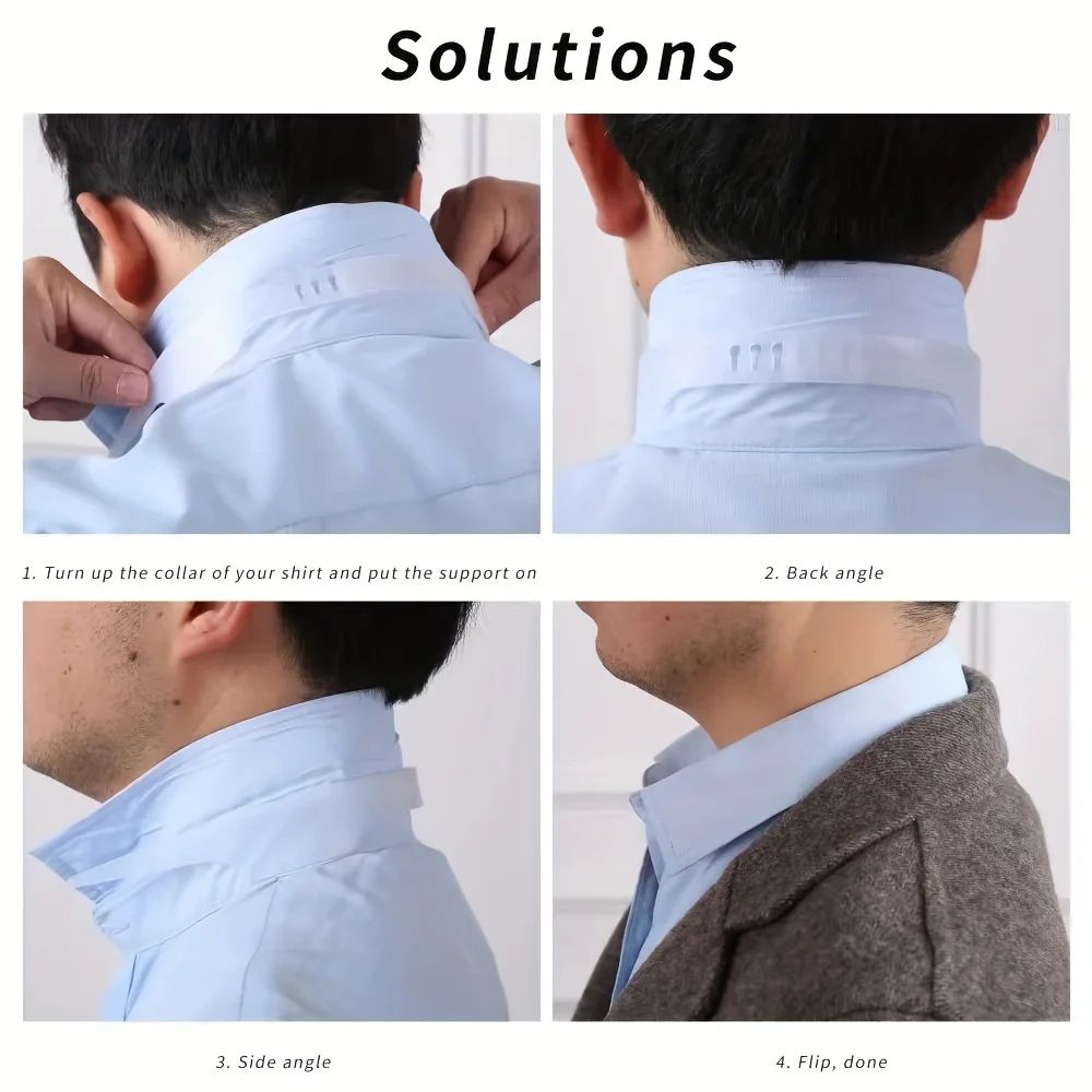 Shirt Collar Support Adjustable Neckline Enhancer for Dress Shirts & Suits