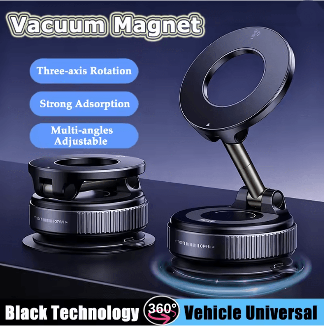 Magnetic Car Phone Holder with Vacuum Suction Foldable Car Phone Mount for Dashboard and Navigation
