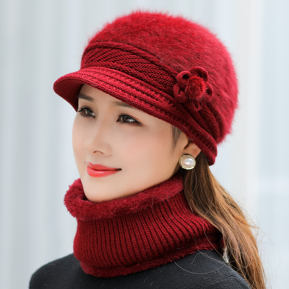 Plush Fur Lined Hat & Scarf Warm Set, Hot Sale Women Winter Hat, Keep Warm Cap