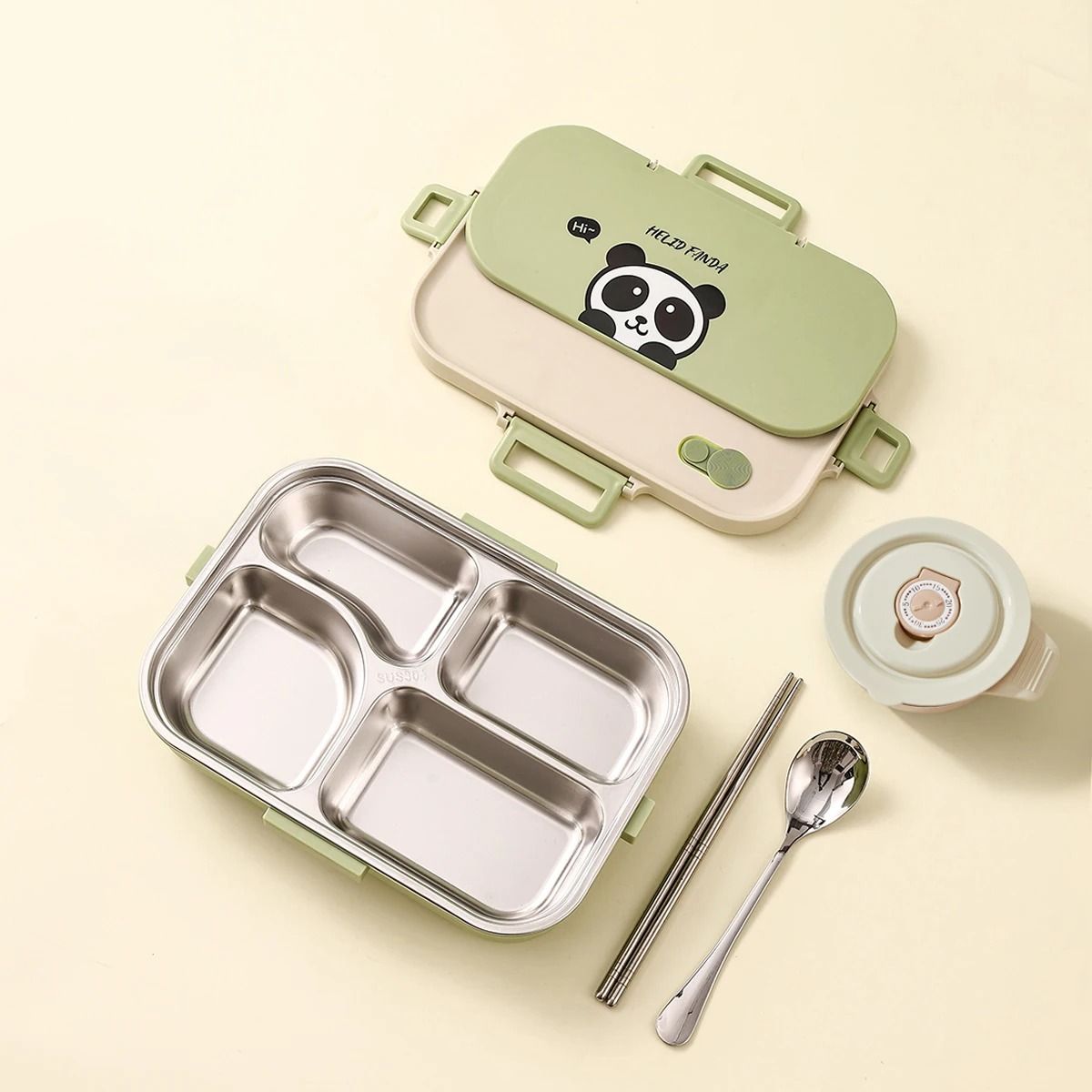 Stainless Steel Divided Lunch Container Large Capacity Bento Lunch Box Set
