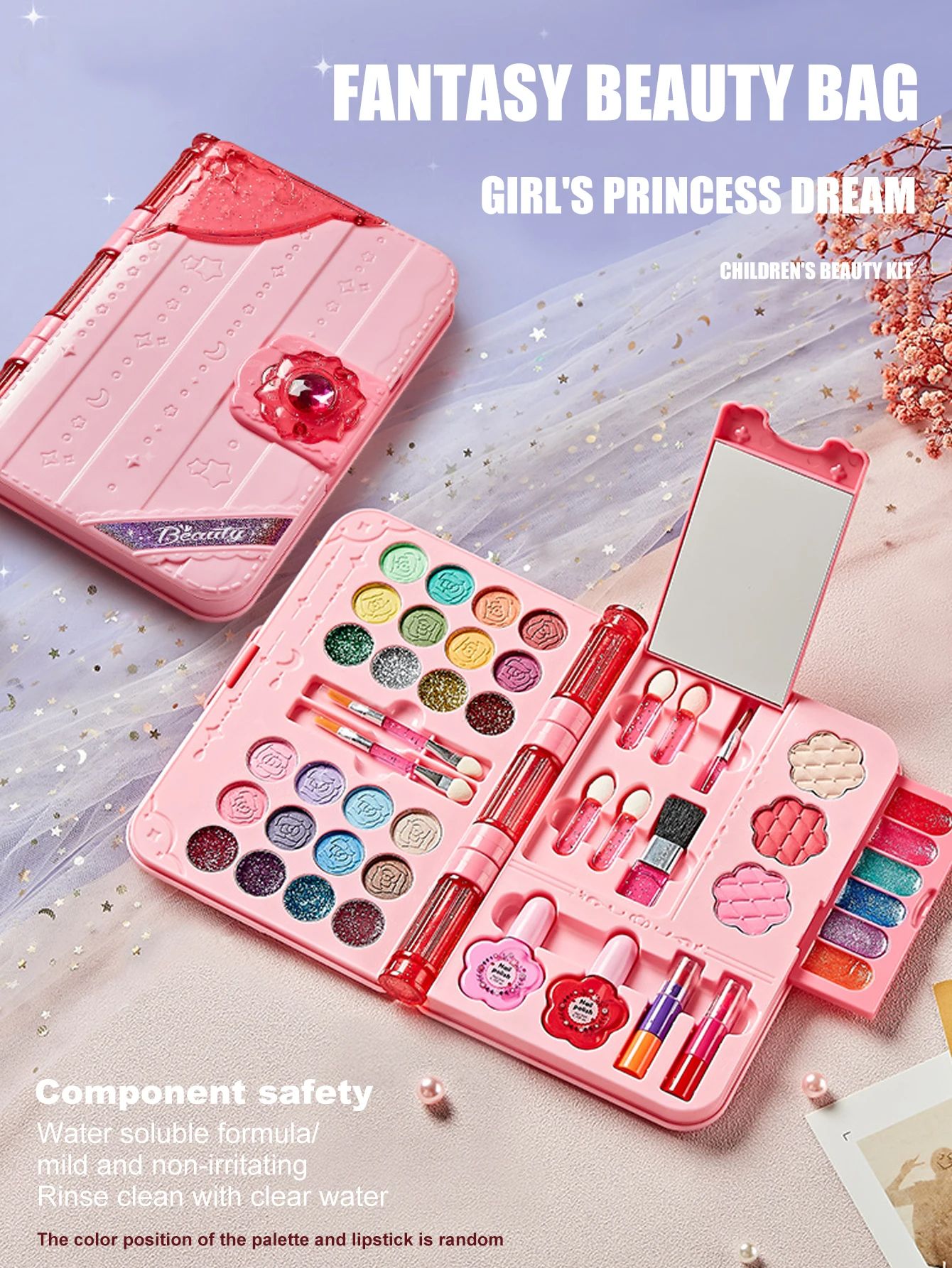 Kids Makeup Kit for Girls, Washable Play Makeup Toys Set with Mirror