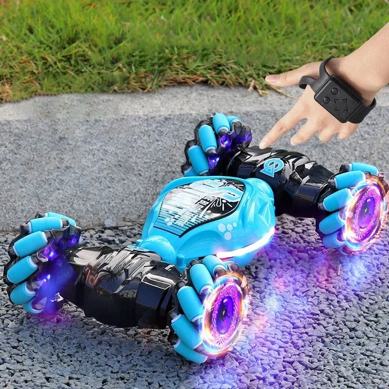 4WD RC Drift Car with Music LED Lights Gesture Remote Spray Stunt Car