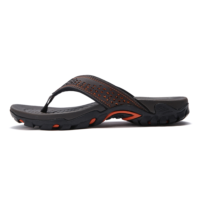 Jumpmore Flip Flops for Men, PU Leather Beach Shoes, Summer Outdoor Fashion, Flat Sandals for Holidays