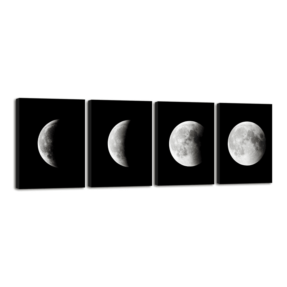 Black Abstract Moon Canvas Painting, High Definition Wall Art for Home & Office
