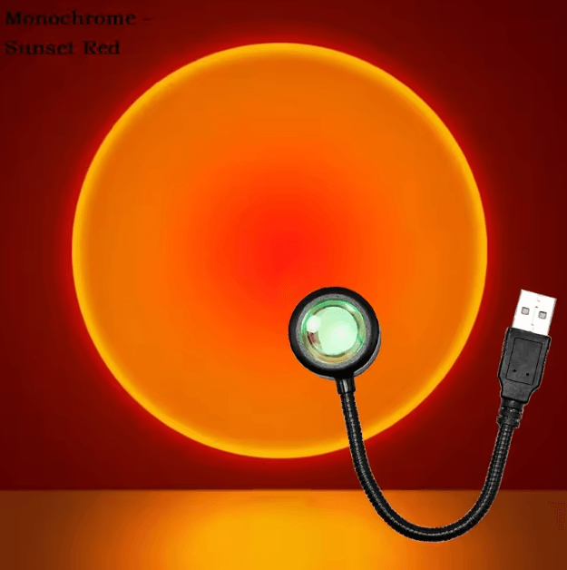 USB Sunset Projection Lamp LED Rainbow Light Rotating Photography & Room Atmosphere Light