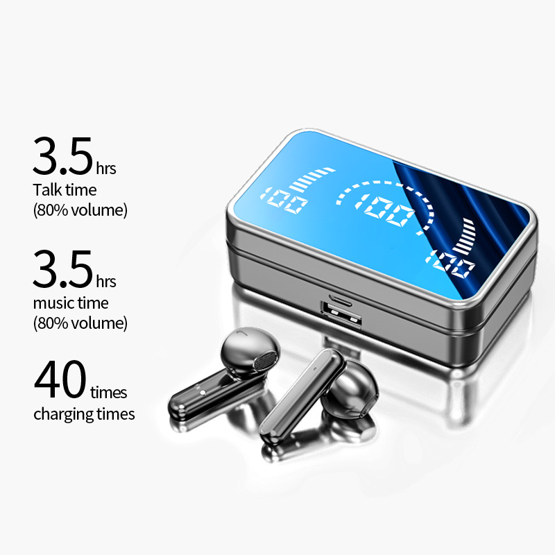 Wireless Bluetooth Earbuds with Noise Cancelling Mic LED Charging Box & Long Battery Life Bluetooth Headphones