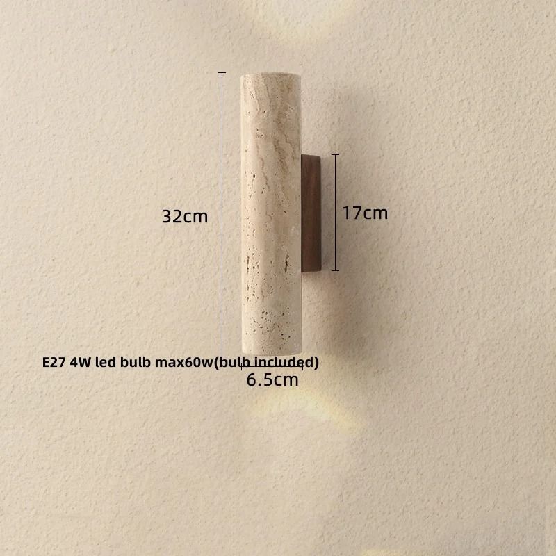 Nordic Architectural Travertine and Wood Luminary System