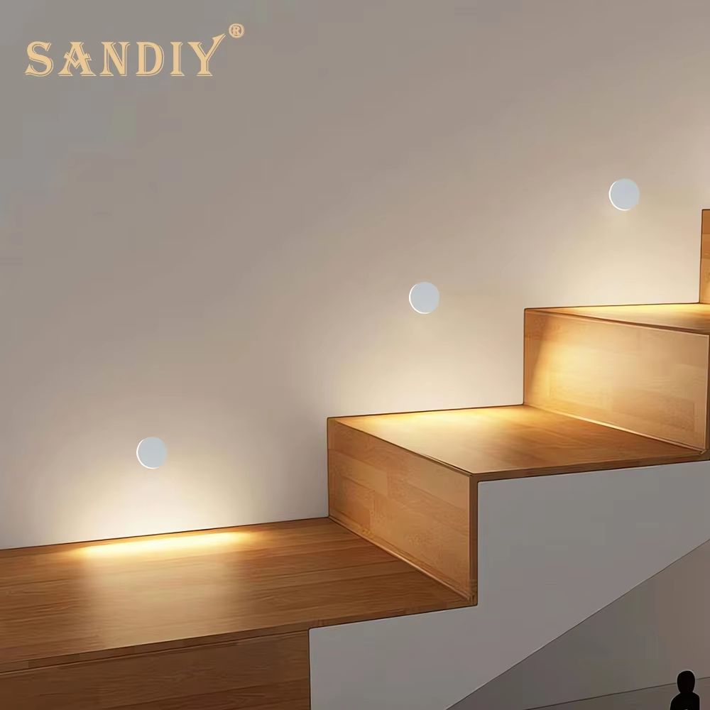 SANDIY LED Step Light Recessed Wall Lamp – Round Stair Lighting Waterproof Indoor and Outdoor Luminaire for Bathroom, Ya