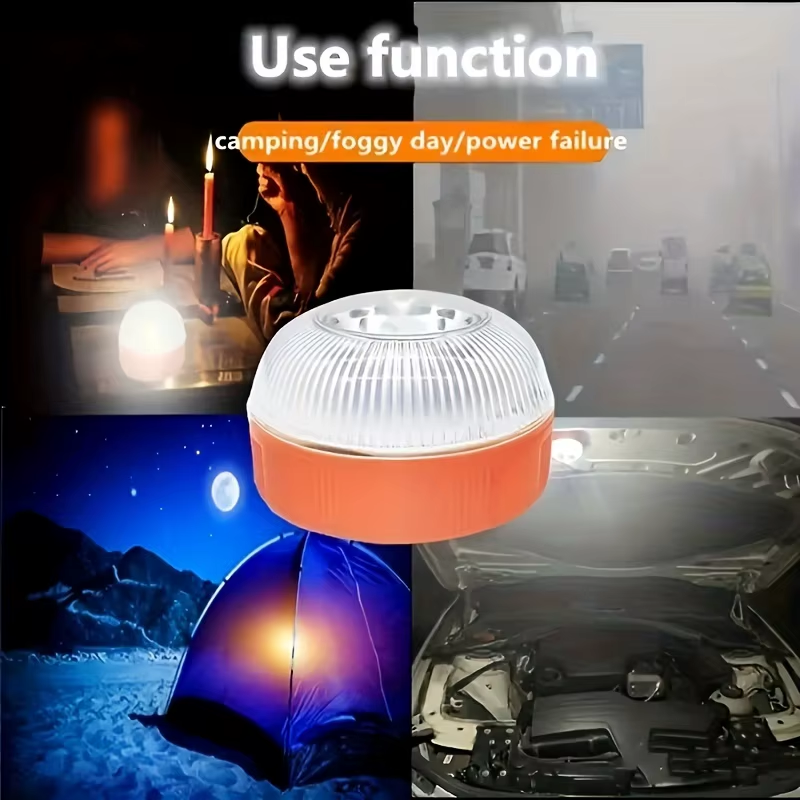 Magnetic LED Car Beacon, Emergency Safety Strobe Light & Roadside Flashlight Lamp