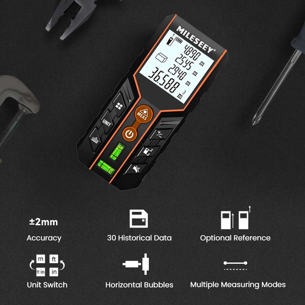 Precision Digital Laser Tape Measure with Bubble Level and Laser Distance Meter