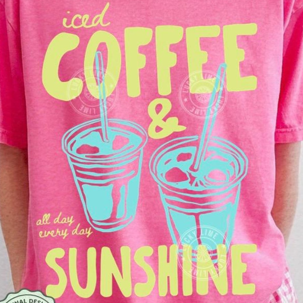Iced Coffee and Sunshine Shirt, Iced Coffee TShirt, Coffee Lover Gift, Summer Graphic Tee, Summer Vibes Shirt,