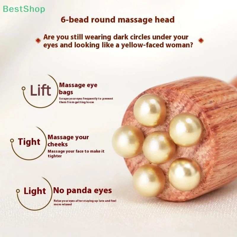 Lotus Seedpod Brass Gua Sha Facial Tool Rosewood Eye Massage Wand