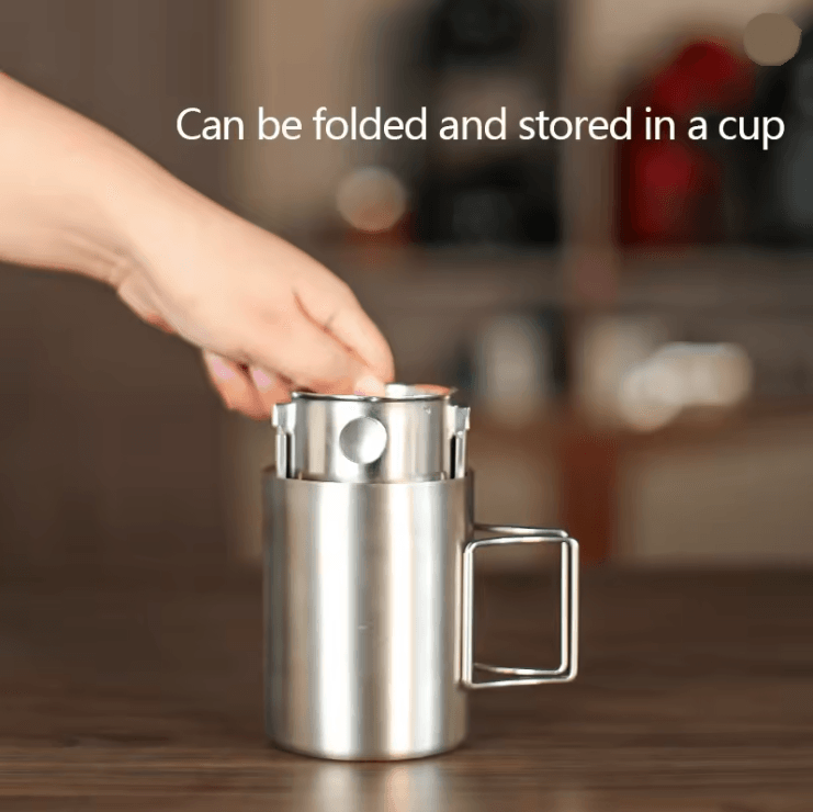 StainBrew Portable Stainless Steel Coffee Filter Cup – Eco-Friendly Reusable Coffee Dripper