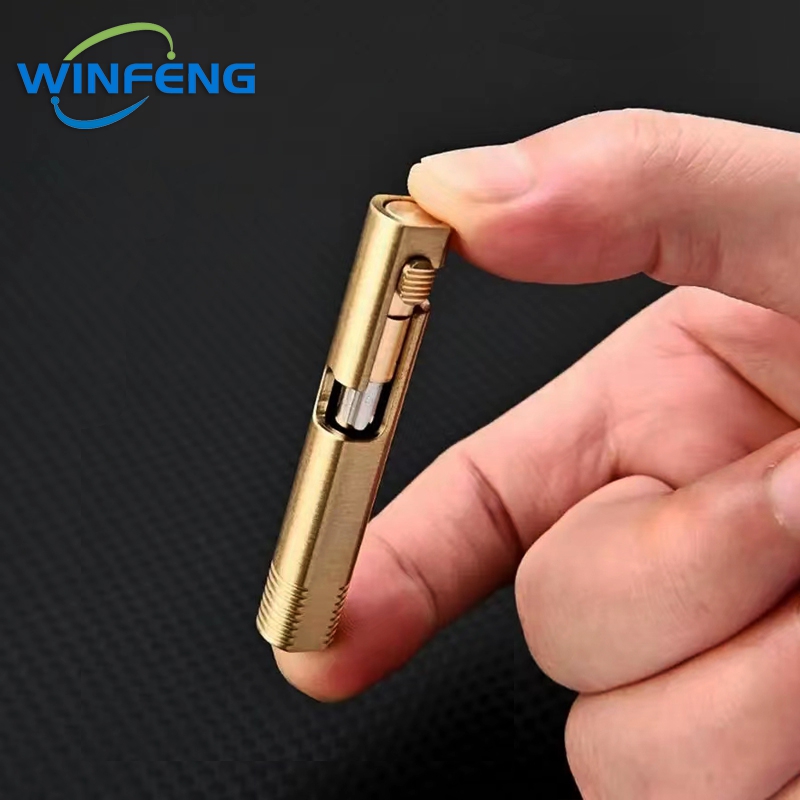 Retro Brass Mini Bolt Action Ballpoint Pen, Business Signature Pen, Outdoor Camping Tactical Writing Tool