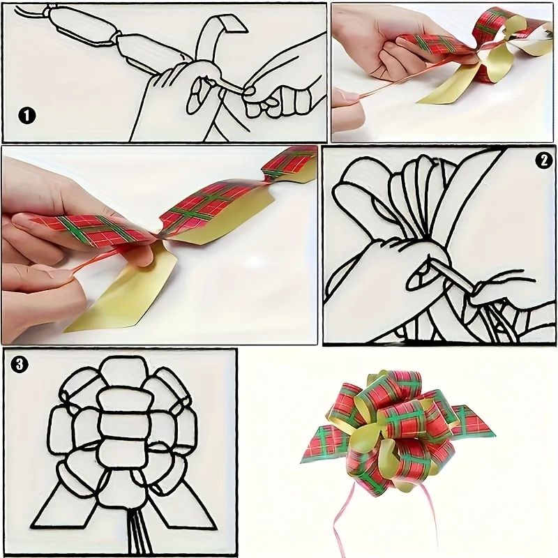 12pcs Random Design Festive Christmas Gift Bow Ribbon Ties