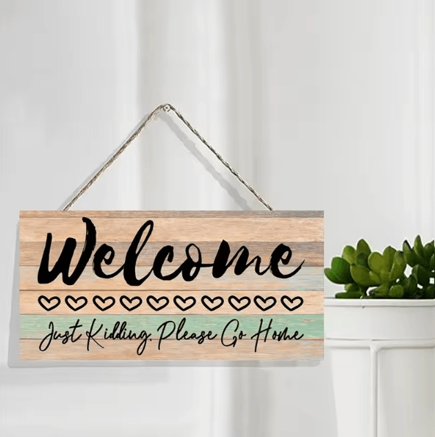 Rustic Wooden Welcome Wall Hanging – Farmhouse Style Home Decor Sign