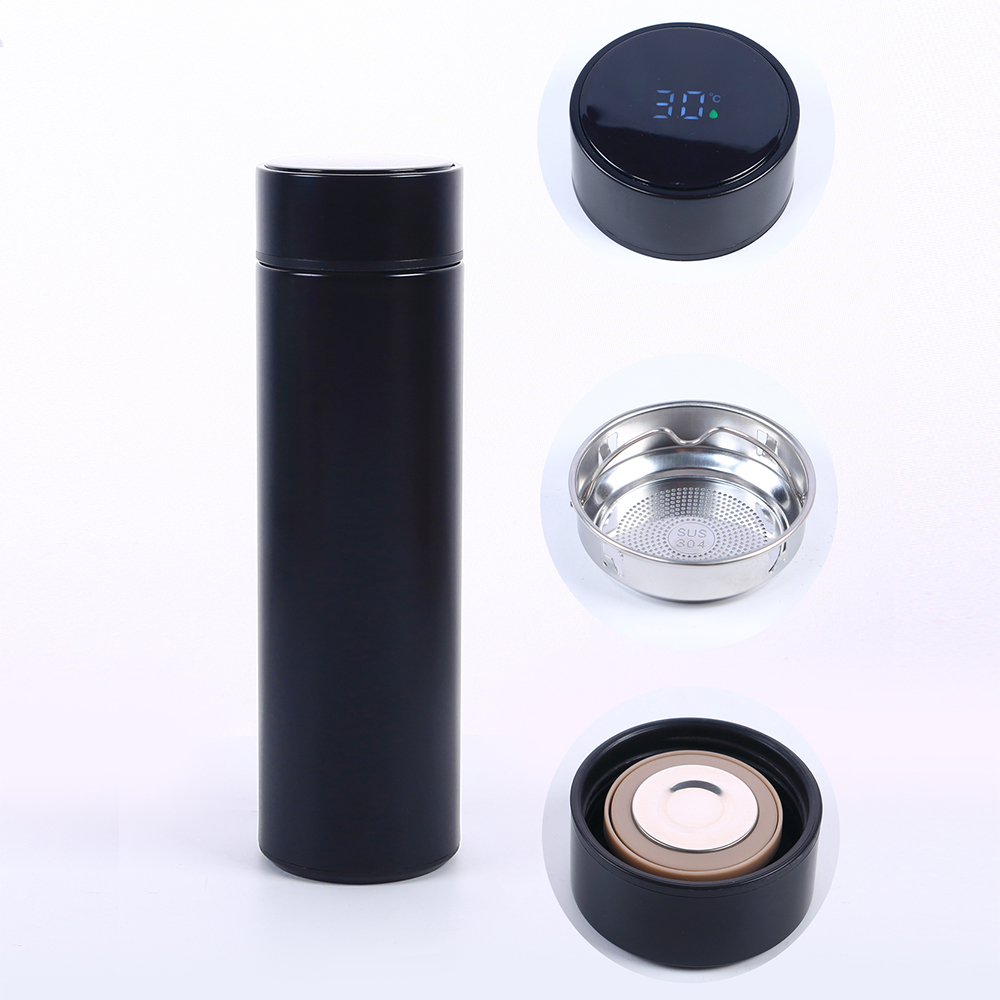 Smart Water Bottle with LED Temperature Display Stainless Steel Insulated Water Flask & Tea Infuser