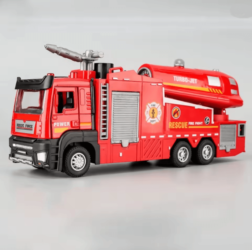 Interactive 1 to 32 Scale Water Spray Fire Truck Toy with Lights Sound and Pull Back