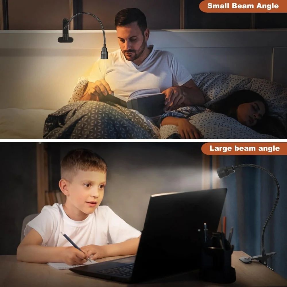 USB LED Clip-On Reading Light – Dimmable Gooseneck Book Lamp with Adjustable Brightness