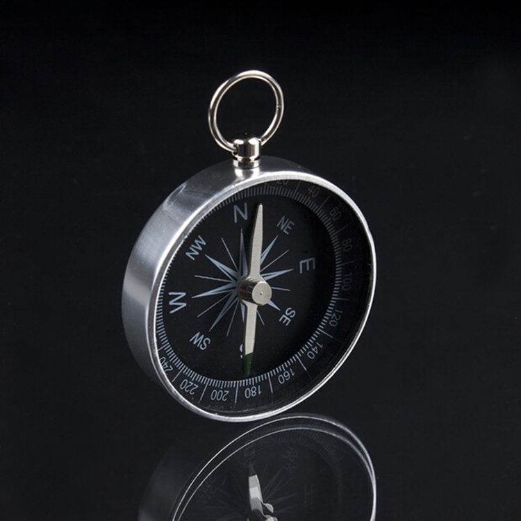 Aluminum Precision Mini Pocket Compass with Silver Key Ring