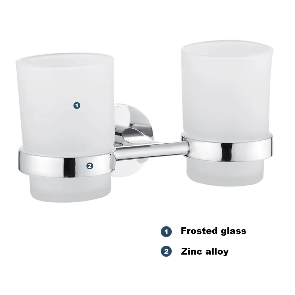 Double Tumbler Cup Holder, Tooth Brushing Cup Bathroom Supplies, Toothbrush Holder Wall Mount, Strong Anti Fall Bath