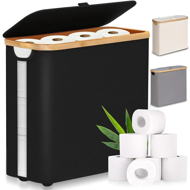 Foldable Toilet Paper Storage Basket – Large Capacity Bathroom Organizer with Lid