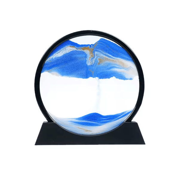 3D Moving Sand Art Picture – Round Glass Quicksand Flowing Sand Frame for Relaxing Home Office Decor