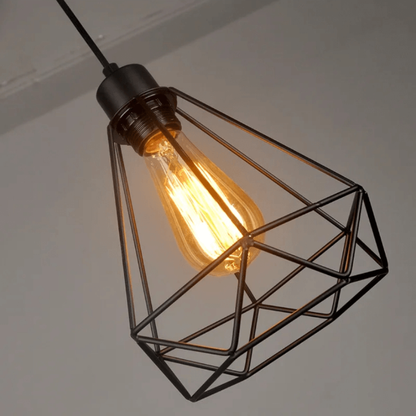 Nordic Geometric Iron Pendant Light, Creative Retro Chandelier for Restaurant & Bar Decor