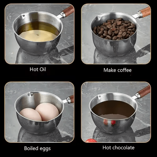 Stainless Steel Milk Pot Mini Hot Oil and Butter Melting Pan 150ml 300m