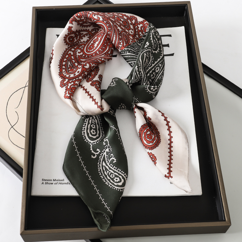 Satin Square Scarf, Bandana Hair Skinny Tie Wrap Foulard, Femme Handkerchief Shawl