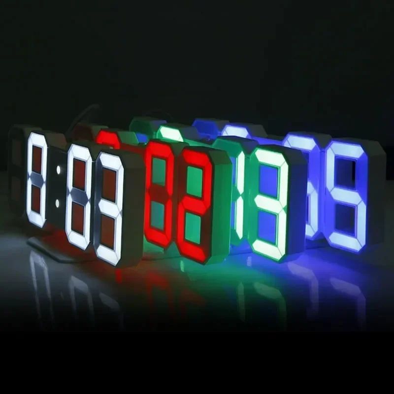 3D LED Digital Wall Clock – Modern Glow Night Mode Display Clock with Temperature & Alarm