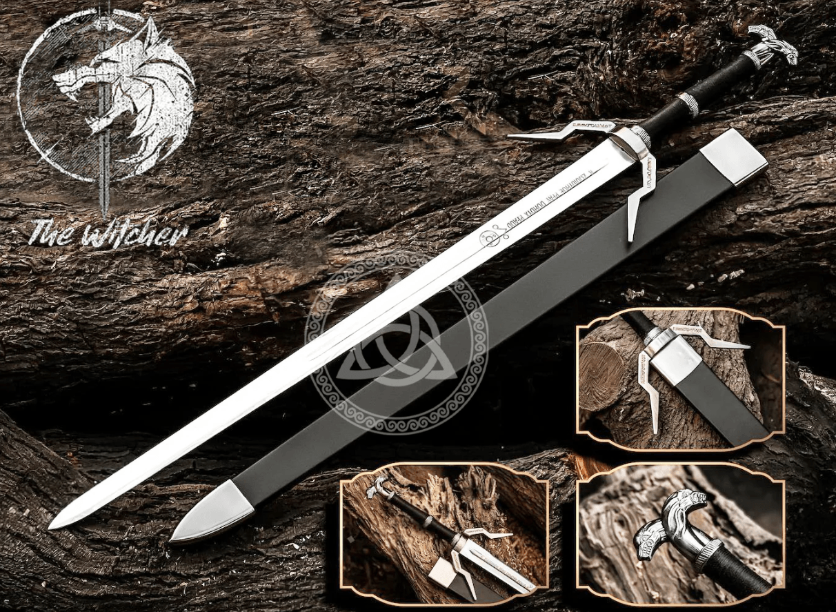 Witcher 3 Master Wolf Sword | Geralt of Rivia Sword – Steel Replica Set | Decorative Collectible