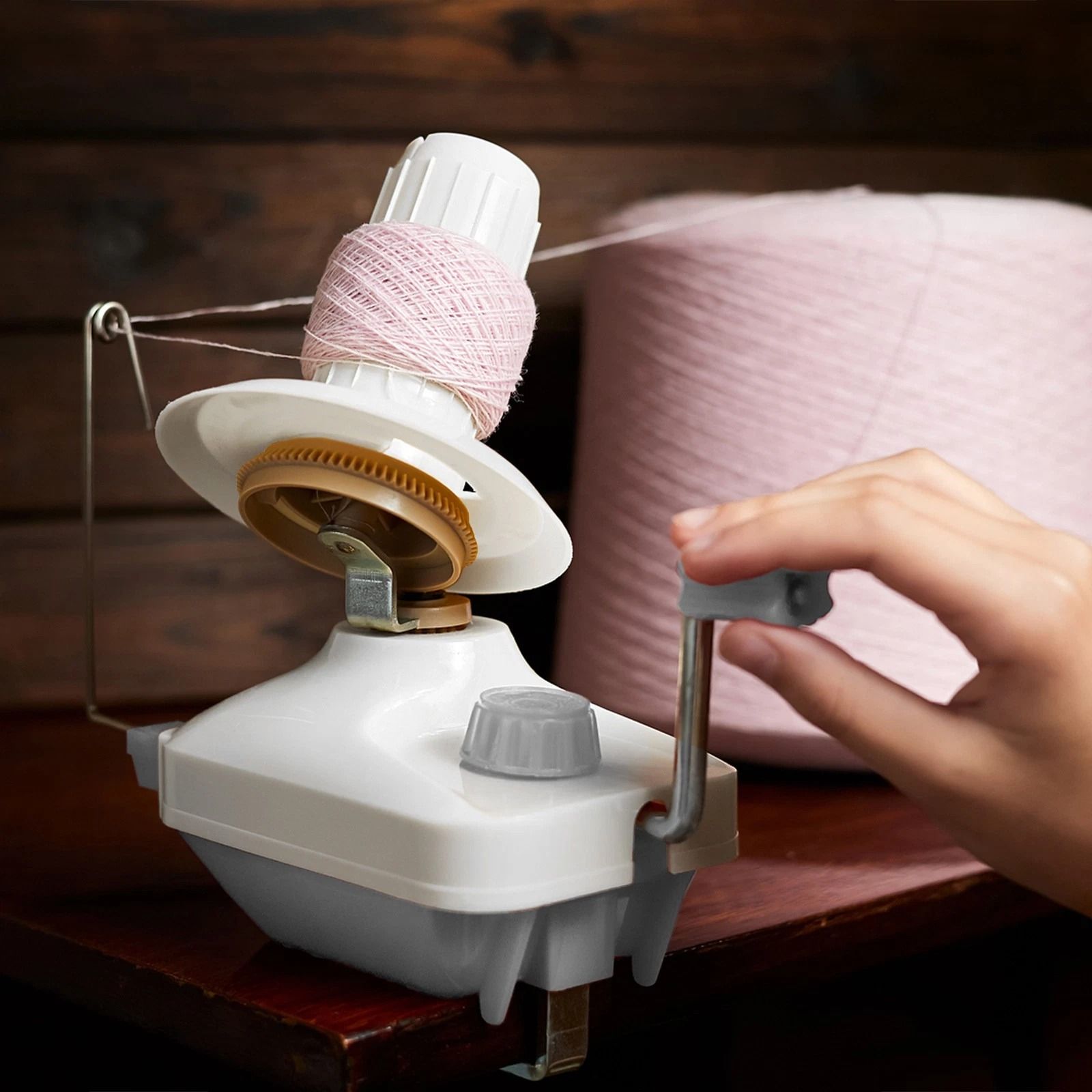 Lightweight Hand Operated Yarn Ball Winder with Portable Base Perfect for Knitting and Crocheting Projects