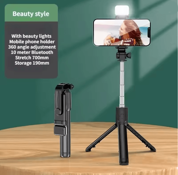 Flexible 360 Degree Selfie Stick Tripod with Wireless Remote and Phone Holder