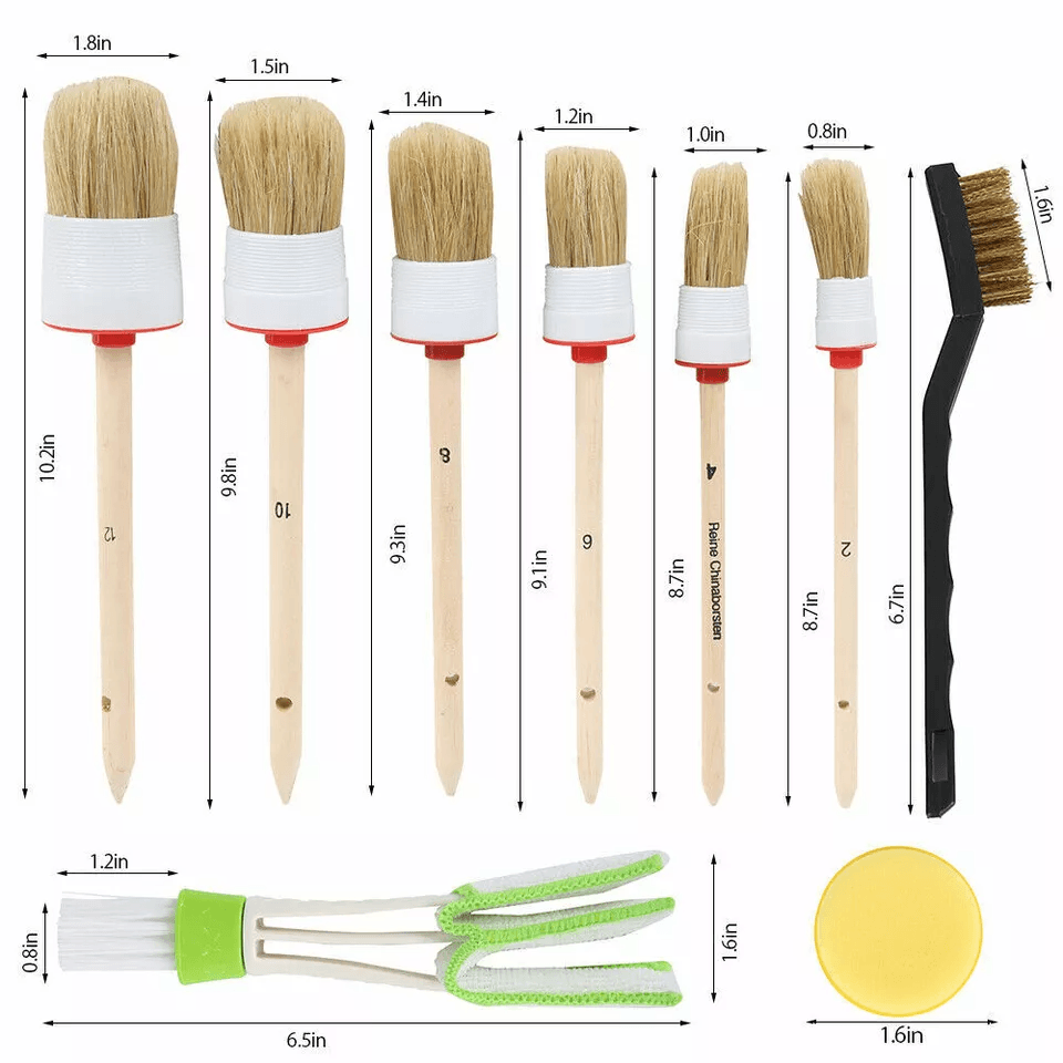Car Detailing Brush Kit Boar Hair, Auto Interior Exterior Wheel Cleaning Set