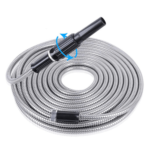 Flexible Stainless Steel Metal Garden Water Hose, Lightweight Pipe for Easy Storage