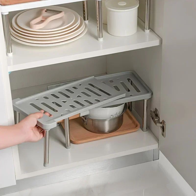 Expandable Kitchen Spice Organizer Rack – Adjustable Retractable Shelf for Cabinets & Countertops