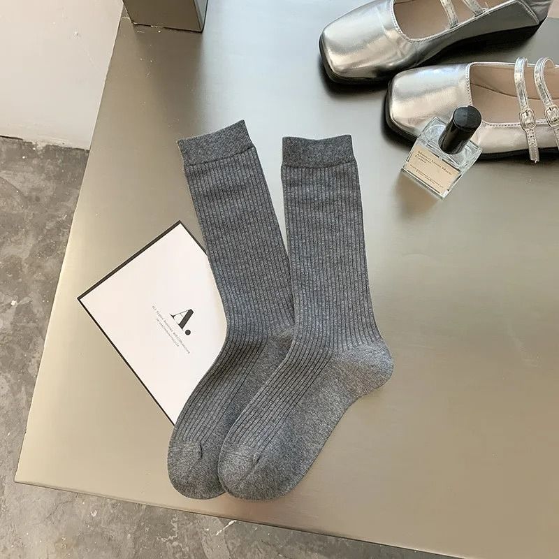 Trendy Striped Angola Red Pile Up Socks Thin Summer Ankle Socks JK Simple Stacked Socks