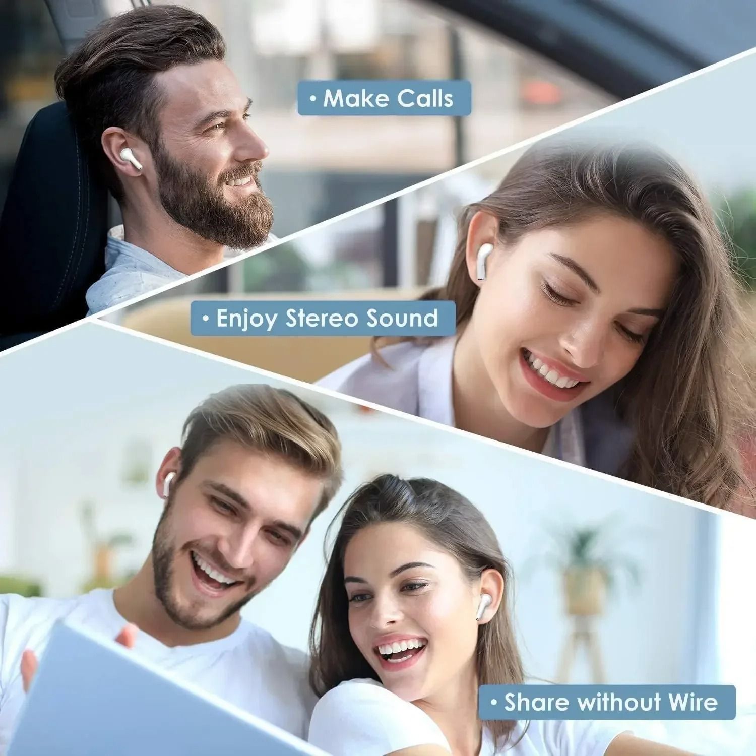Wireless Bluetooth Earbuds TWS Stereo Headphones with Mic