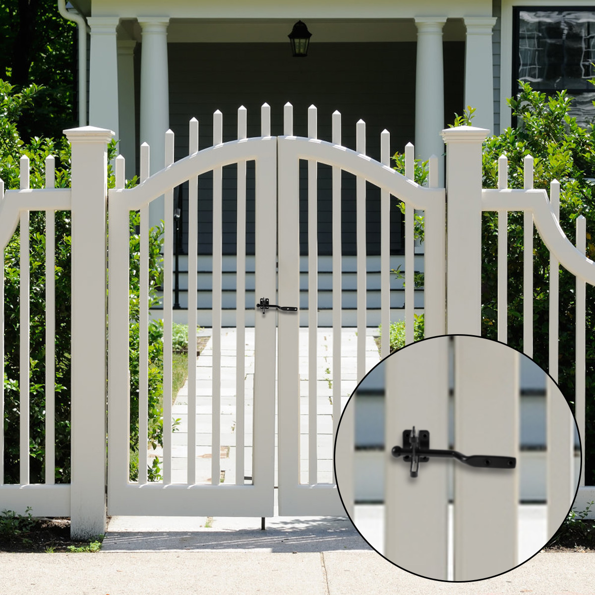 Self Locking Gate Latch, Carbon Steel, High Quality, Post Mounted, Lever Locking, Fence Gate Catch, Resistant Safe Lock
