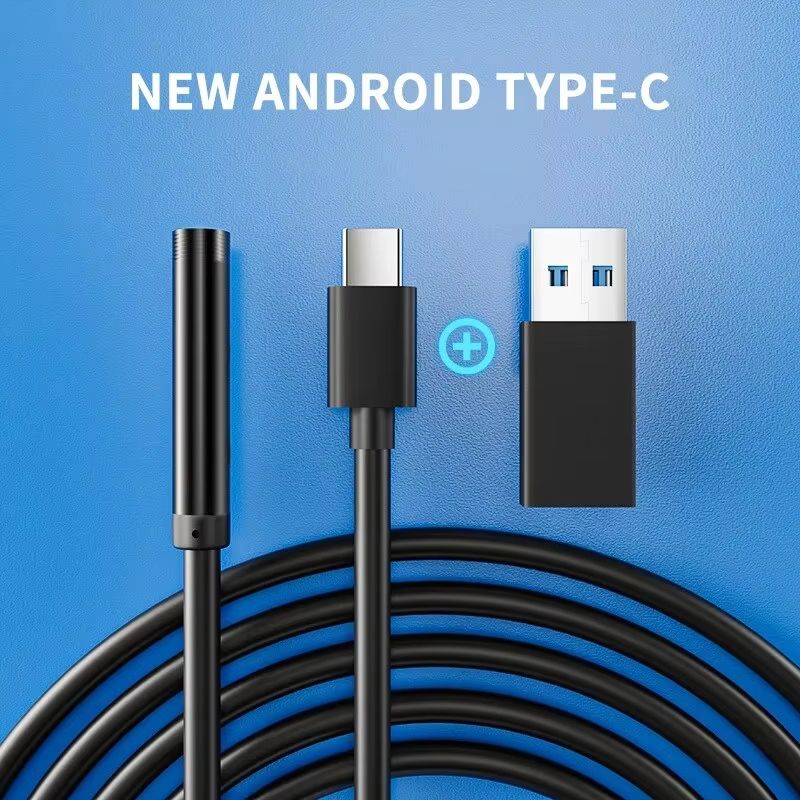 Multi-Lens USB/Type-C Flexible Endoscope Camera 5.5 mm / 7.0 mm / 8.0 mm With Adjustable LED Lights
