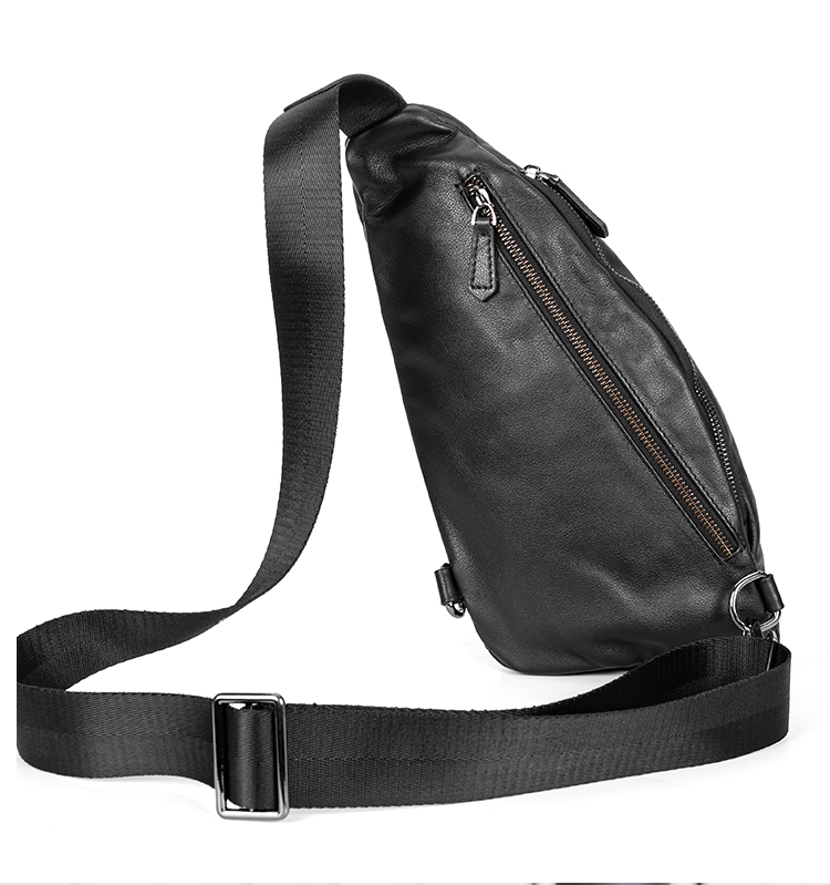 Genuine Leather Mens Chest Pack Crossbody Sling Bag Fashionable and Durable Messenger Shoulder Bag